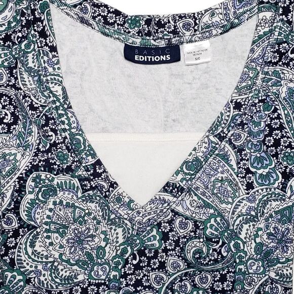 Basic Editions Floral Paisley Shirt Cotton Blend Sz S Retro Y2K Mallcore 2010s - Picture 3 of 7